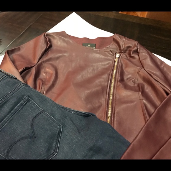 Worthington Zip Front Jacket Maroon Berry Size S - Picture 3 of 4